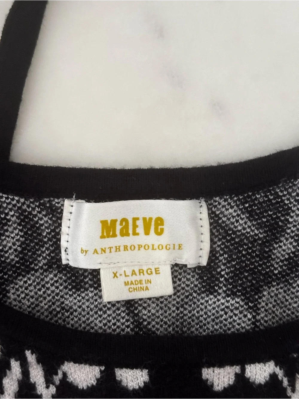 Maeve by Anthropology Trixie Knit Crop Sweater Black & White Daisy & Cherry XL - Picture 5 of 7